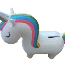 Spaarpot Eenhoorn met regenboog manen XL wit