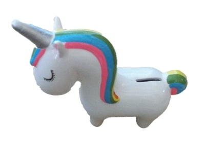 Spaarpot Eenhoorn met regenboog manen XL wit