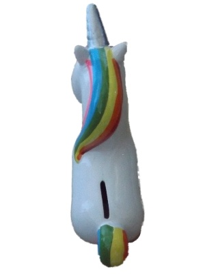 Spaarpot Eenhoorn met regenboog manen XL wit