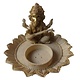 Theelichthouder Ganesha op lotus gemaakt van poly beige, goud