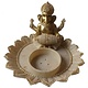 Theelichthouder Ganesha op lotus gemaakt van poly beige, goud