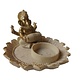 Theelichthouder Ganesha op lotus gemaakt van poly beige, goud