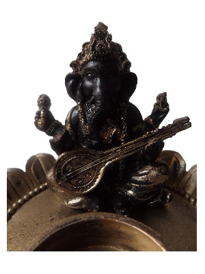 Ganesh met kaarshouder poly Gold