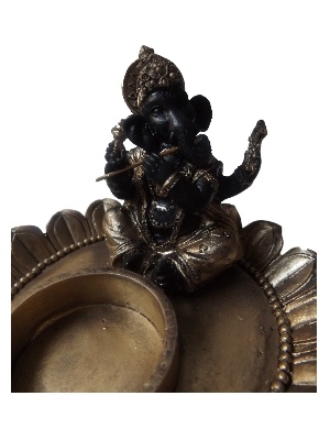 Ganesh met kaarshouder poly Gold
