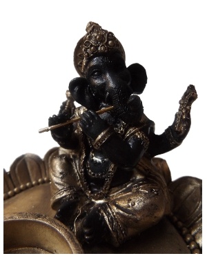 Ganesh met kaarshouder poly Gold