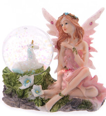 Bloemen Fee zittend met een sneeuwbol B
