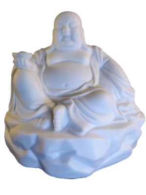 Blije boeddha oliebrander wit