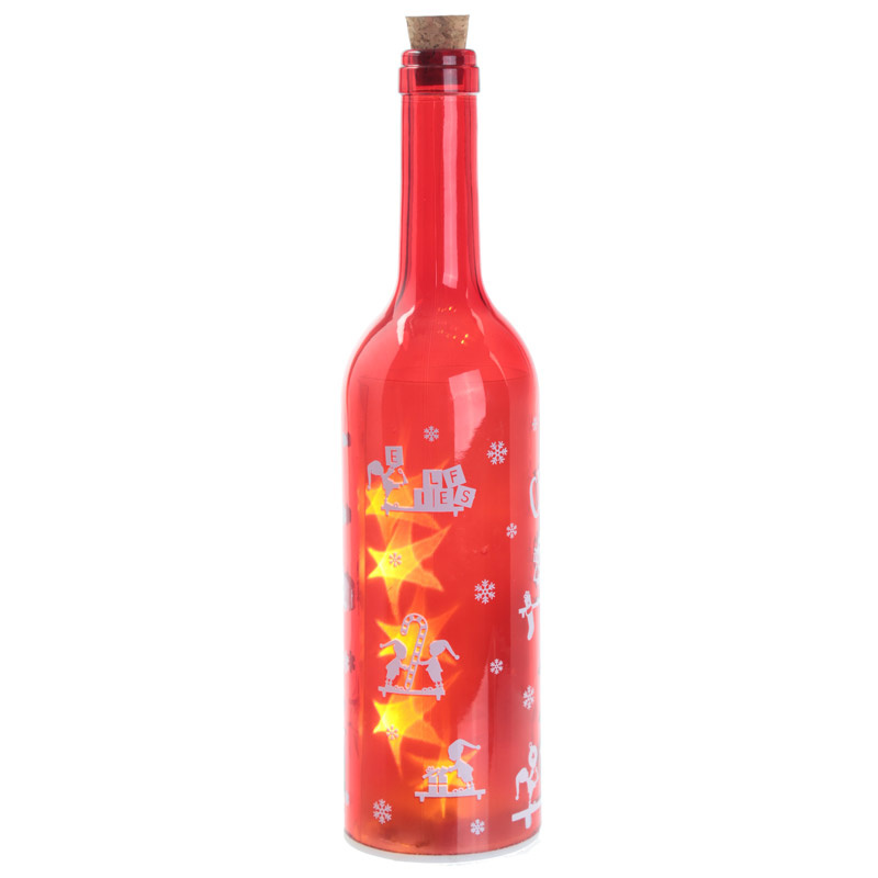 Kerstmis Decoratieve Fles met LED lampjes Rood
