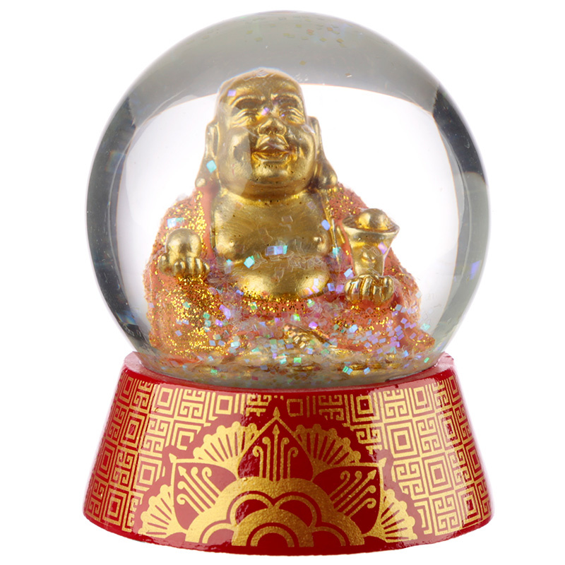 Glitter Geluks Boeddha Sneeuwbol