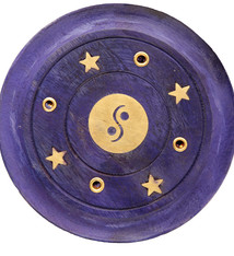 Mangohout Yin Yang Rond Paars Wierookhouder