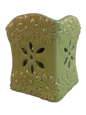 Keramiek Bloemen Patroon Crackelee Glazuur Oliebrander B