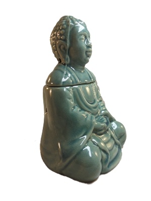 Keramiek Zittende Thaise Boeddha Oliebrander met deksel A