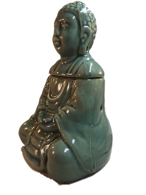 Keramiek Zittende Thaise Boeddha Oliebrander met deksel A