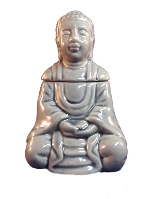 Keramiek Zittende Thaise Boeddha Oliebrander met deksel B