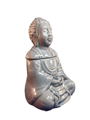 Keramiek Zittende Thaise Boeddha Oliebrander met deksel B