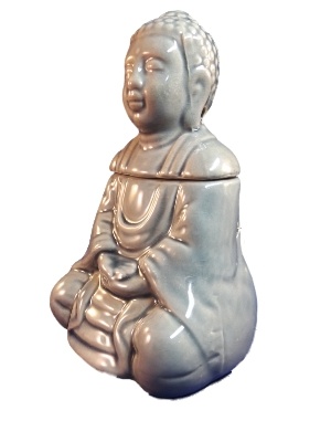 Keramiek Zittende Thaise Boeddha Oliebrander met deksel B