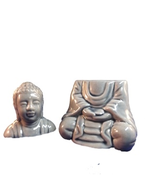 Keramiek Zittende Thaise Boeddha Oliebrander met deksel B