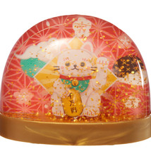 Maneki Neko Gelukskat Glitter Sneeuwstorm - Large