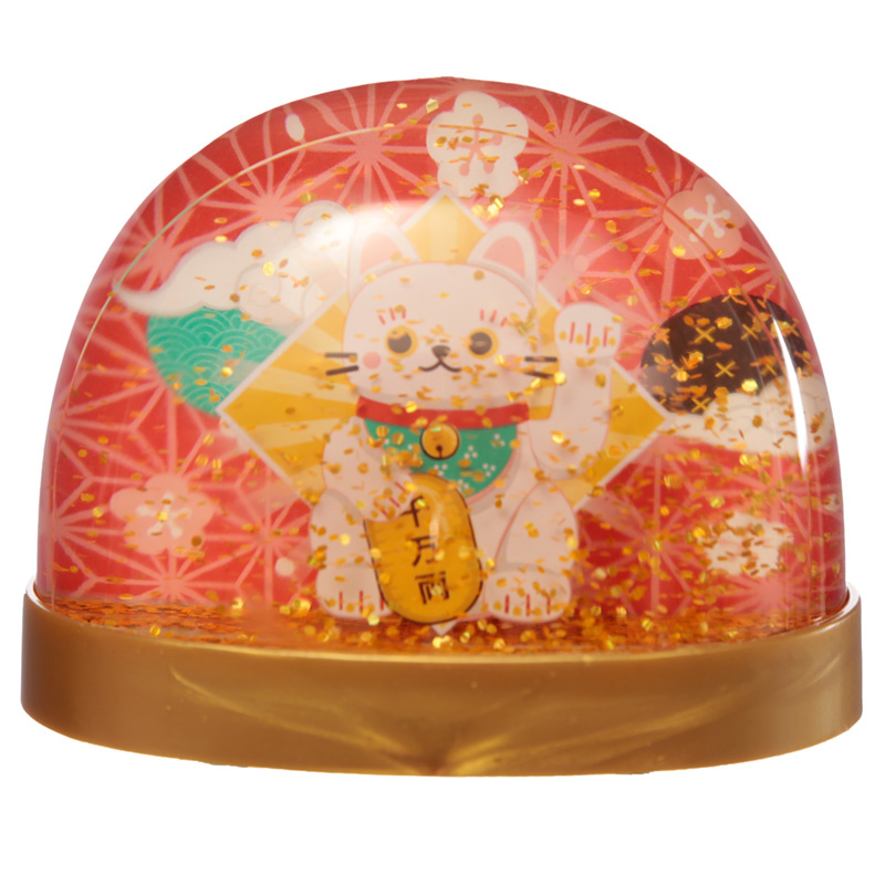 Maneki Neko Gelukskat Glitter Sneeuwstorm - Large