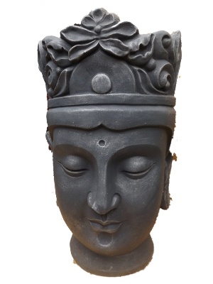 Boeddha hoofd bloempot grijs