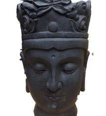 Boeddha hoofd bloempot donker grijs