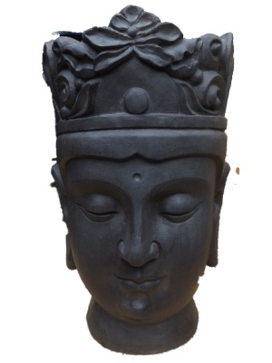 Boeddha hoofd bloempot donker grijs