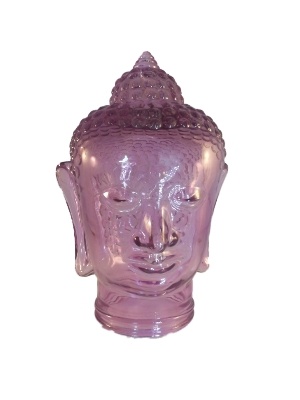 Boeddha hoofd van Glas Paars 24 cm