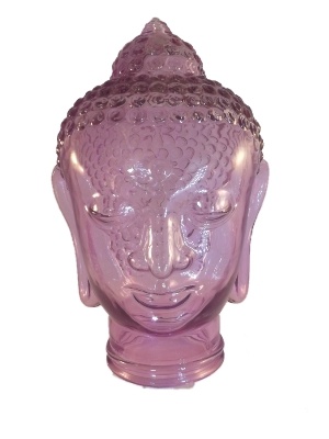 Boeddha hoofd van Glas Paars 31 cm