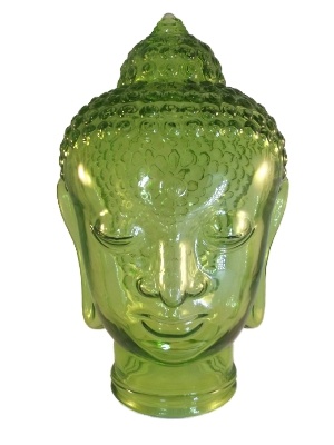 Boeddha hoofd van Glas Groen 31 cm