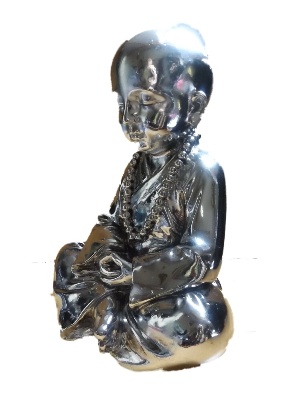 Monnik hand gevouwen zilver kleurig