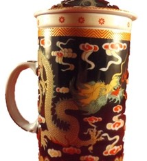Chinese Thee Mok met Draak Zwart