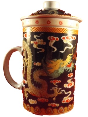 Chinese Thee Mok met Draak Zwart