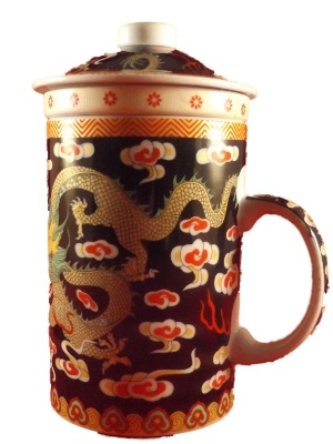 Chinese Thee Mok met Draak Zwart