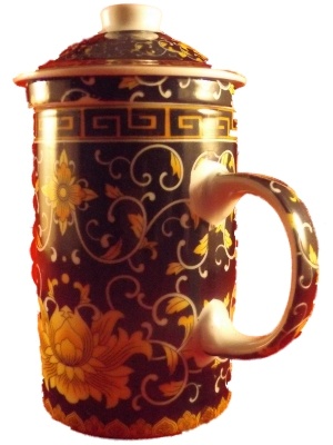 Chinese Thee Mok met Bloem Zwart