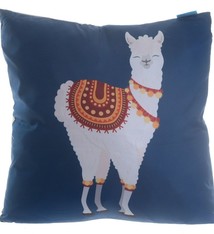 Alpaca Kussen Blauwe Achtergrond