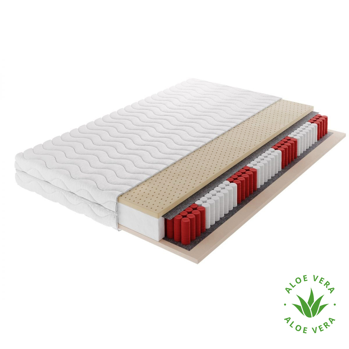 Pocketvering Matras Latex 25 cm - Aloë vera tijk
