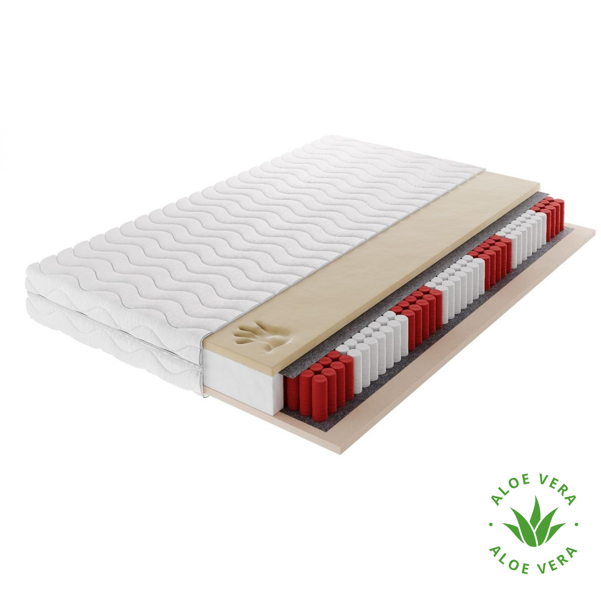 Pocketvering Matras Traagschuim 21 cm - Aloë vera tijk