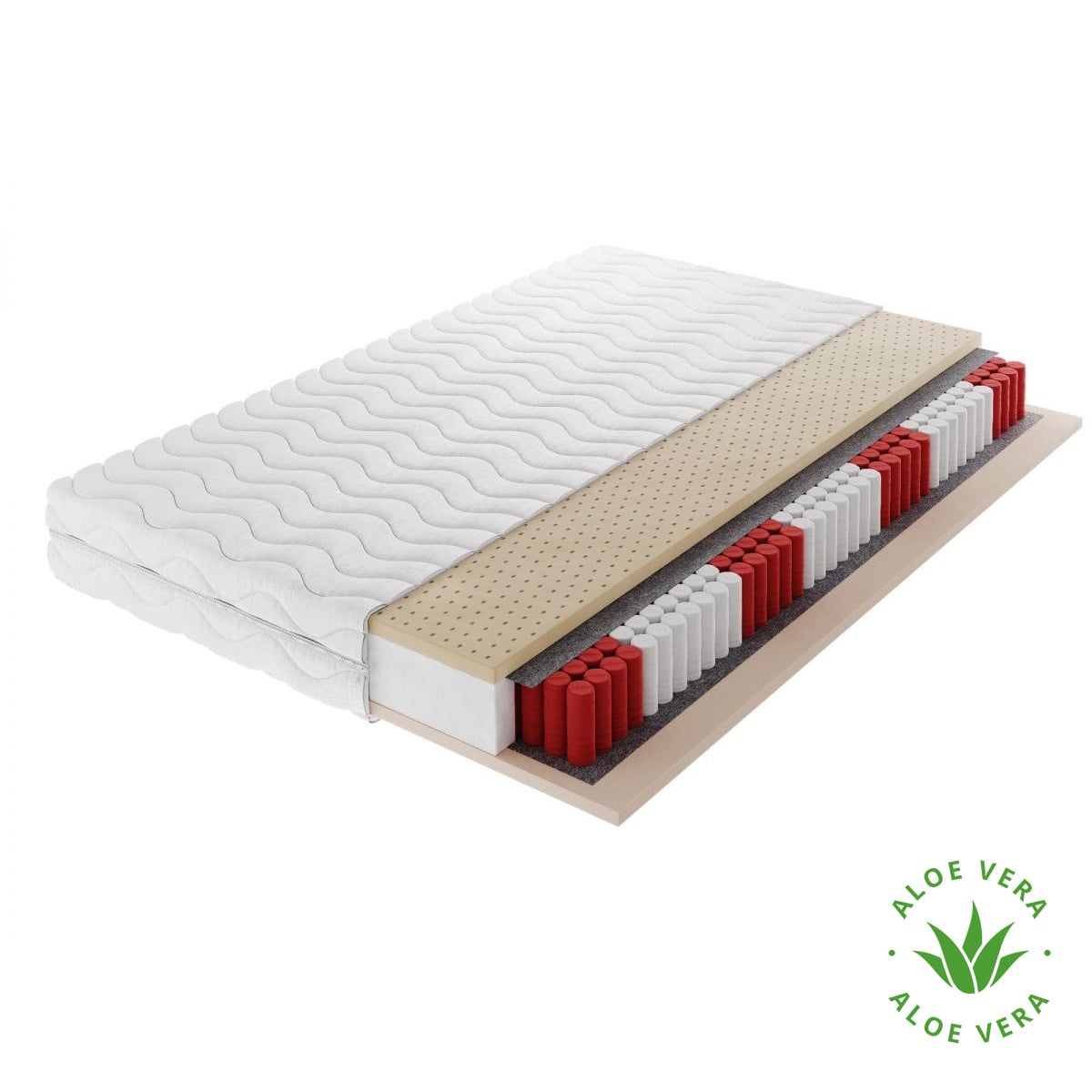 Pocketvering Matras Latex 21 cm - Aloë vera tijk