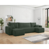 U-bank Ribstof Kenzo – 4-zits Slaapbank met Opbergruimte