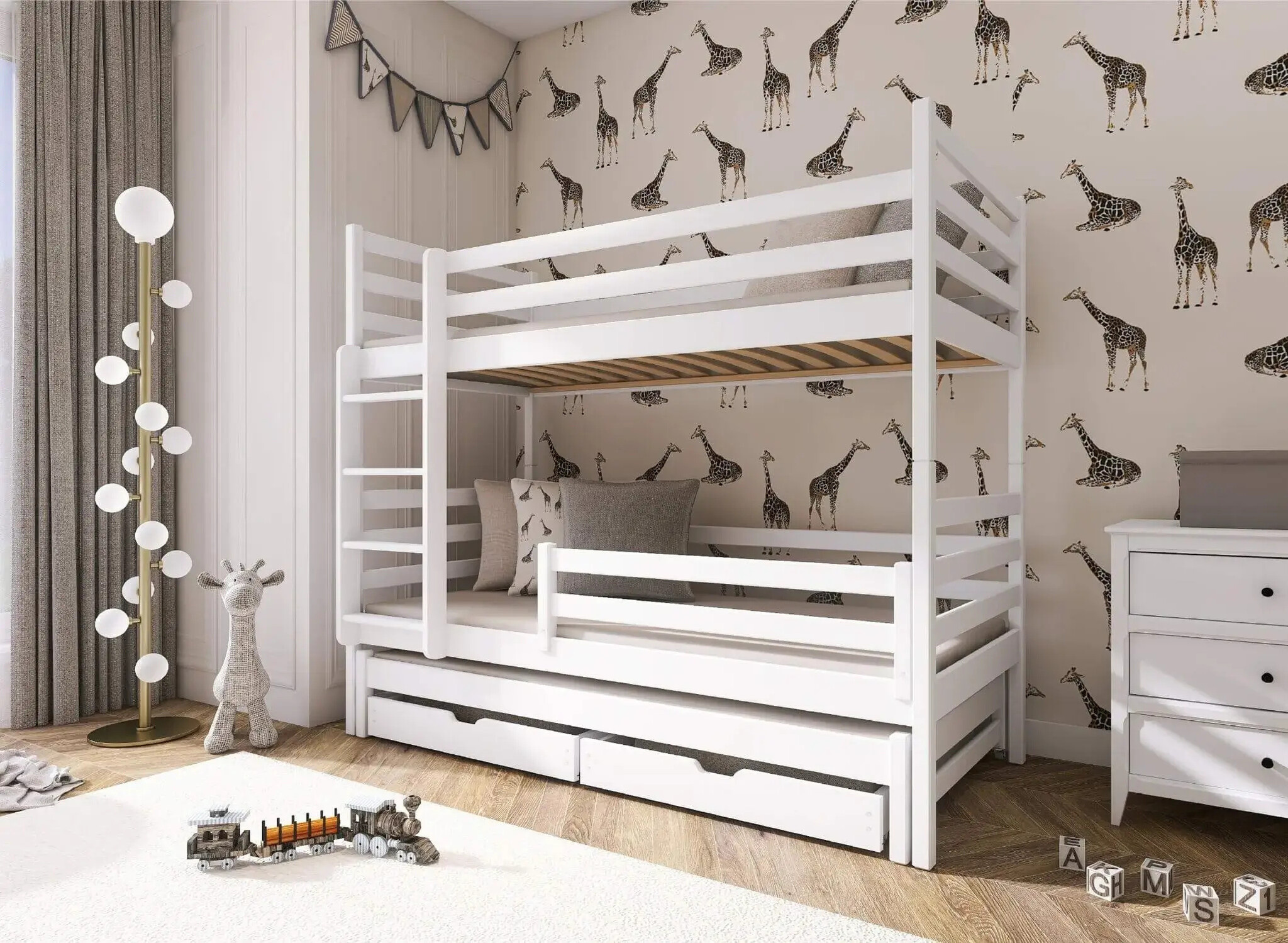 Stapelbed met Lade Luca- 3-persoons - 90 x 200 - Direct Leverbaar!