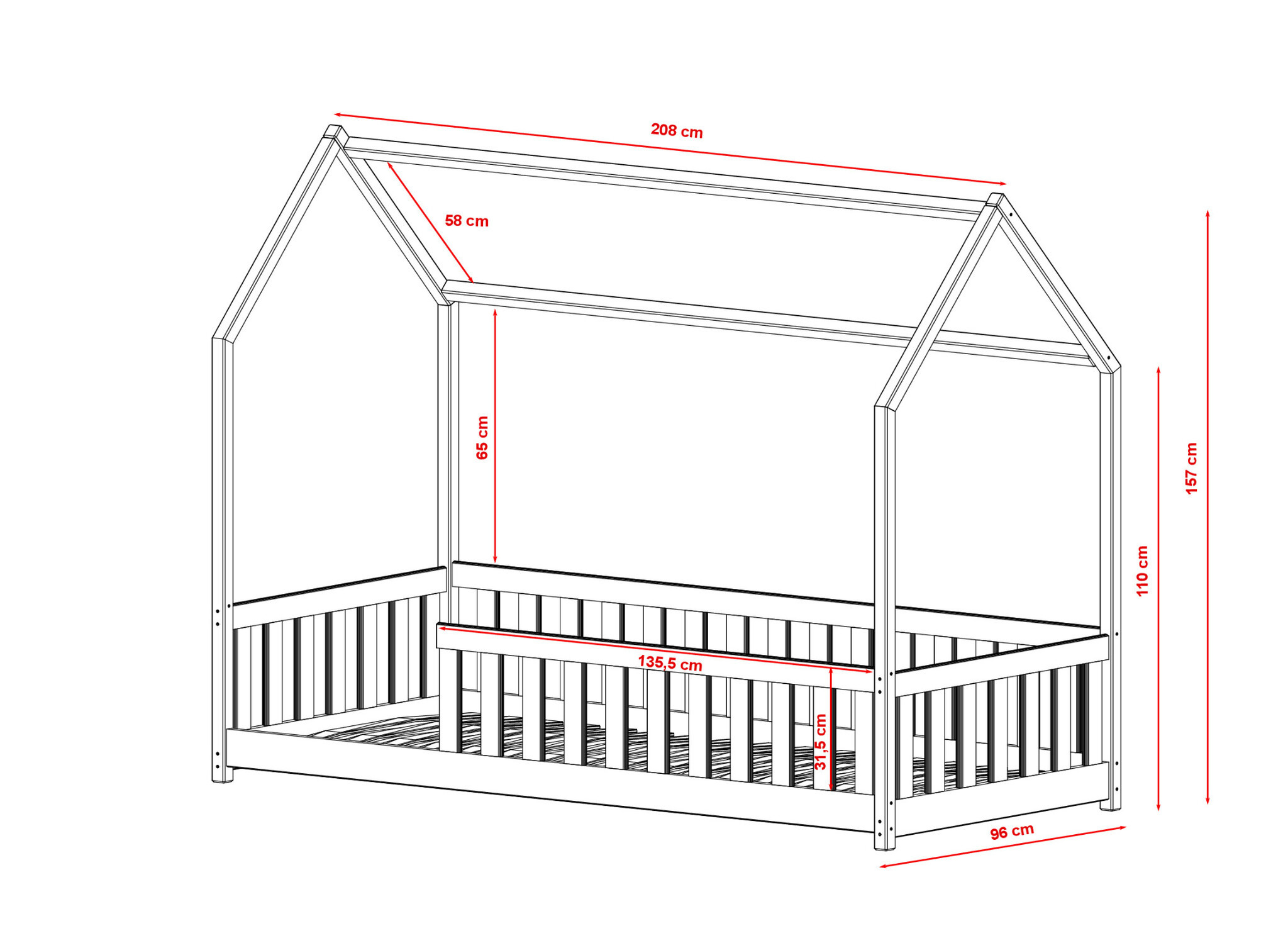 Huisbed Nora - 90 x 200 - Direct Leverbaar!