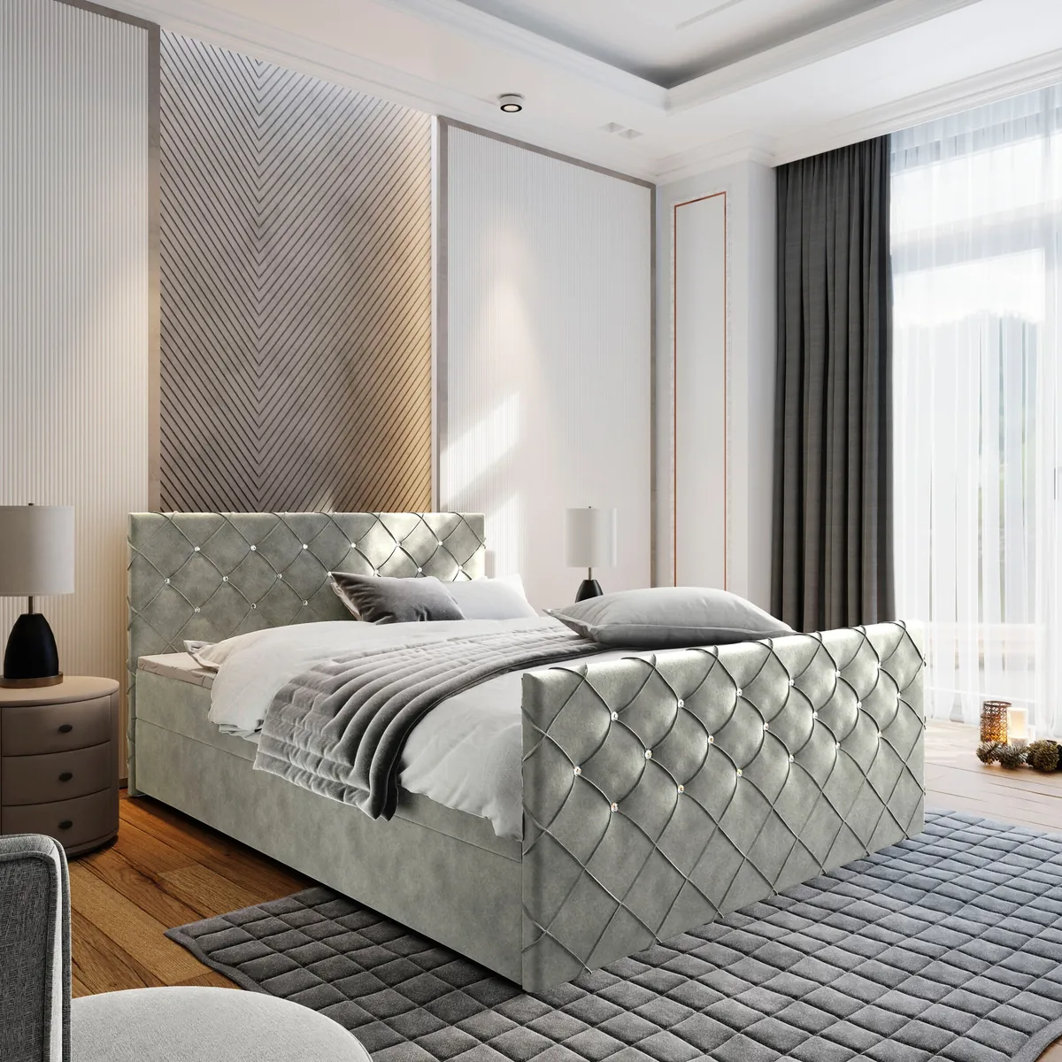 Opbergboxspring Ruby incl. voetbord - Velvet