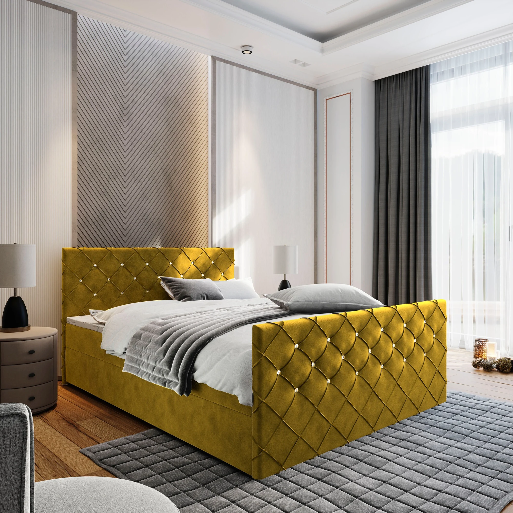 Boxspring Ruby met Opbergruimte incl. voetbord - Velvet