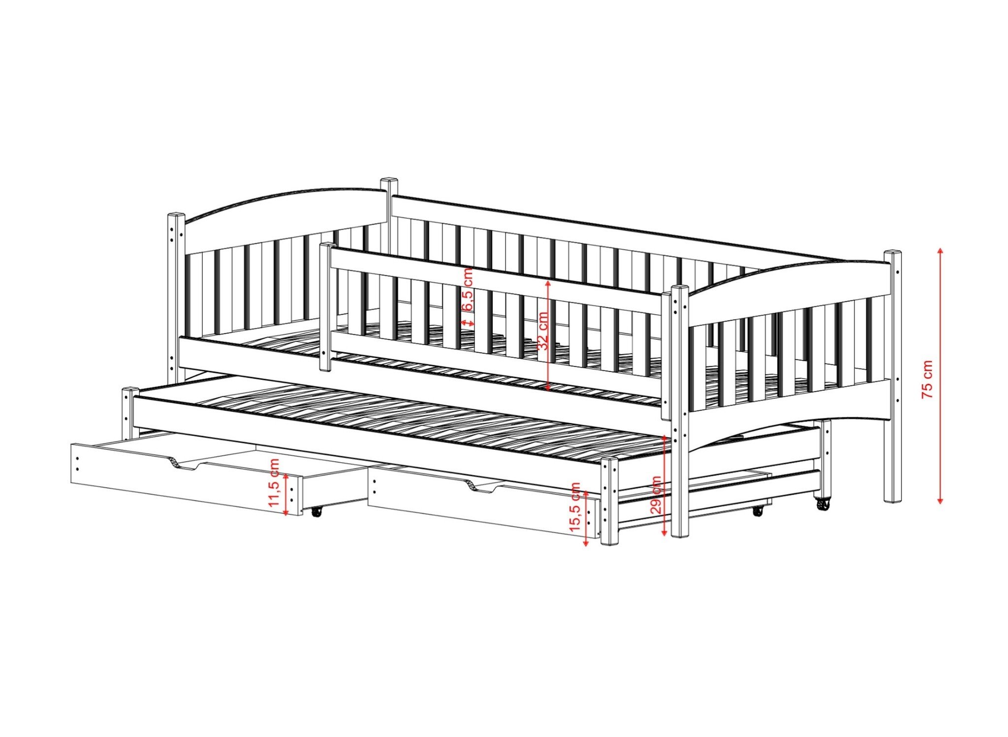 Kinderbed Amel - Wit - Direct Leverbaar!