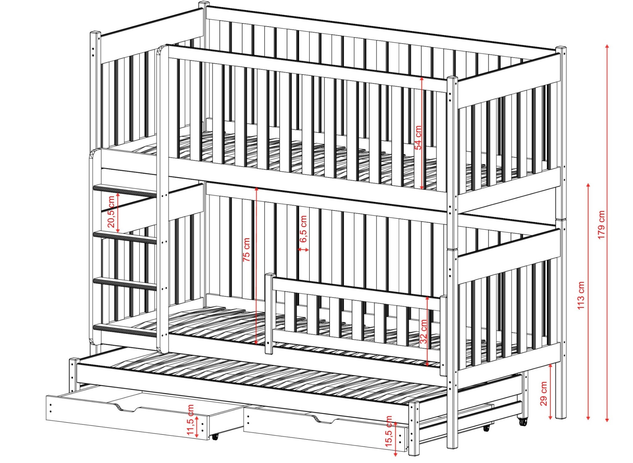 Stapelbed Emre - Wit - Direct Leverbaar!