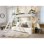 Hoogslaper met Slaapbank Soof - Wit / Ribstof Creme
