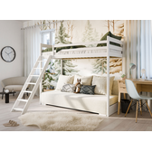 Hoogslaper met Slaapbank Soof - Wit / Ribstof Creme
