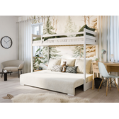Hoogslaper met Slaapbank Soof - Wit / Ribstof Creme