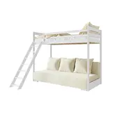 Hoogslaper met Slaapbank Soof - Wit / Ribstof Creme