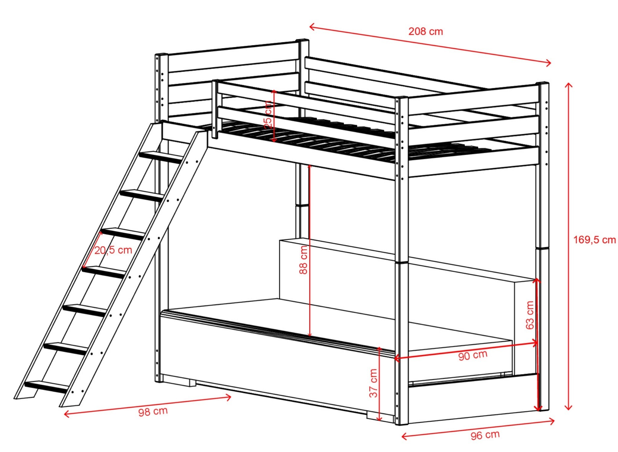 Hoogslaper met Slaapbank Soof - Wit / Ribstof Creme - Direct Leverbaar!